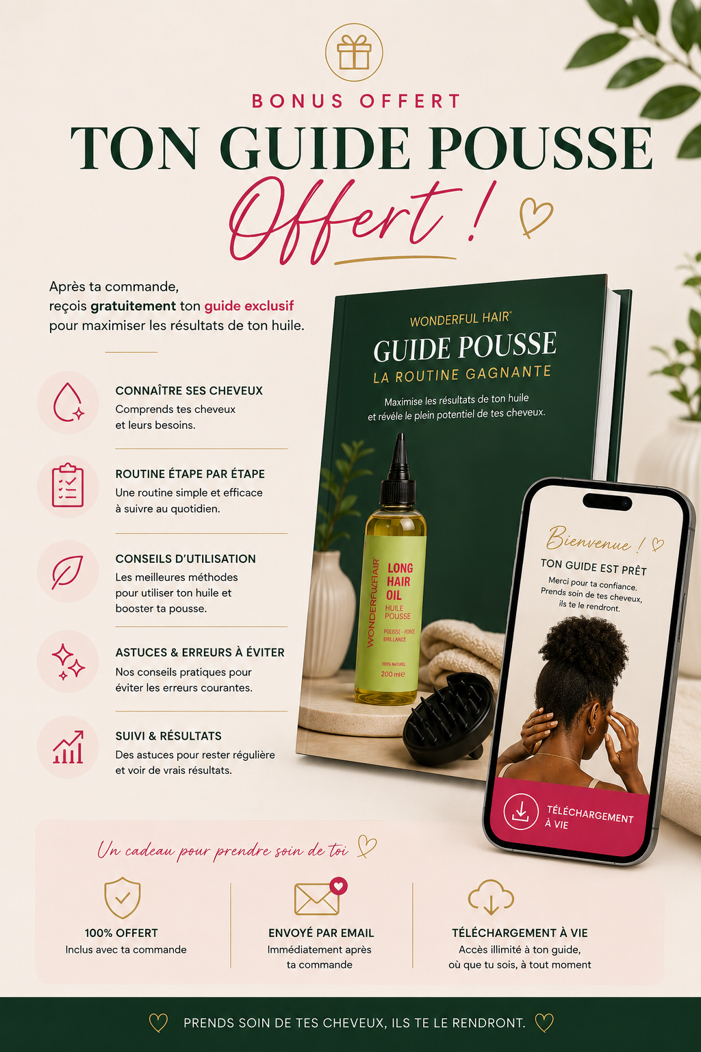Huile nourrissante et pousse cheveux crépus - Élixir Long hair oil 200ml - Wonderful hair