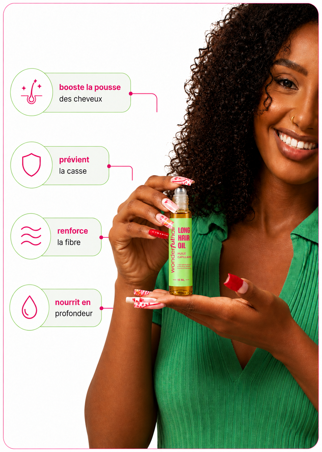 Roll-on huile accélératrice de pousse cheveux crépus - Baby hair boost oil 15ml - Wonderful hair
