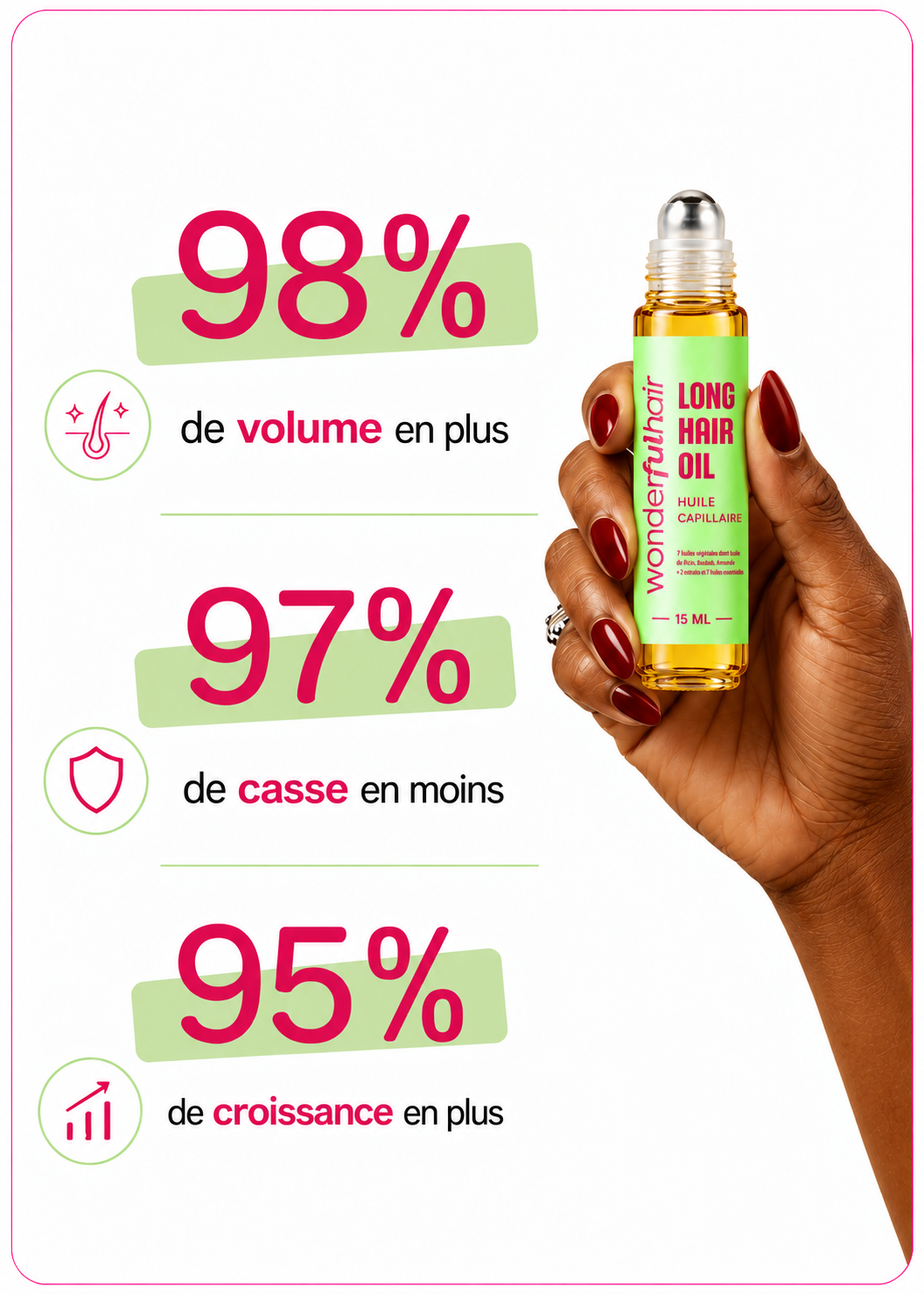 Roll-on huile accélératrice de pousse cheveux crépus - Baby hair boost oil 15ml - Wonderful hair