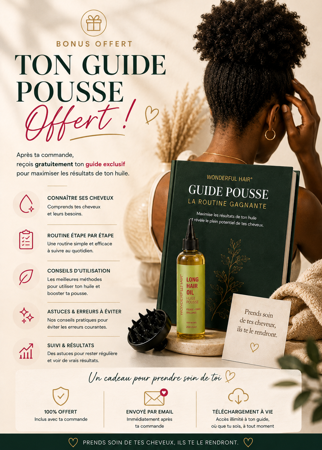 Huile nourrissante et pousse cheveux crépus - Élixir Long hair oil 200ml - Wonderful hair